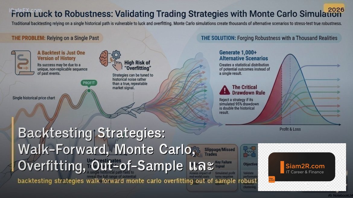 Backtesting Strategies: Walk-Forward, Monte Carlo, Overfitting, Out-of-Sample แล