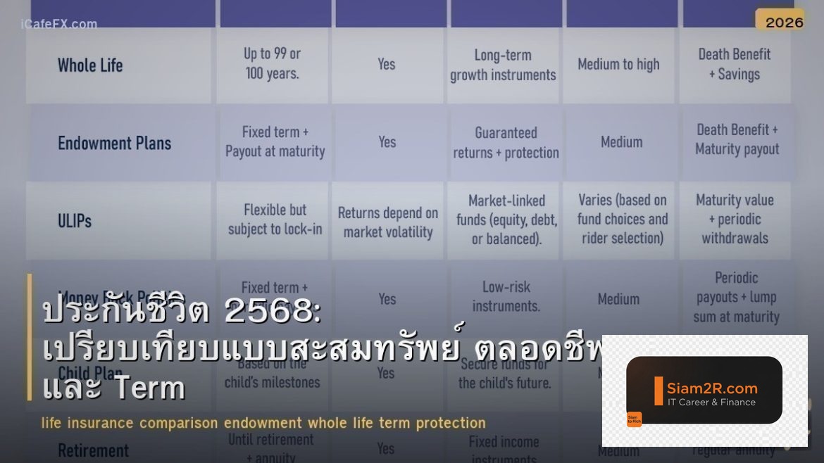 ประกันชีวิต 2568: เปรียบเทียบแบบสะสมทรัพย์ ตลอดชีพ และ Term