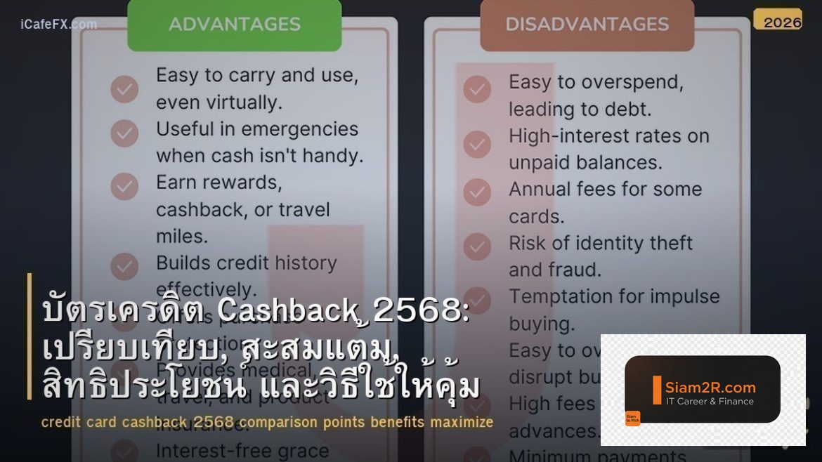 บัตรเครดิต Cashback 2568: เปรียบเทียบ, สะสมแต้ม, สิทธิประโยชน์ และวิธีใช้ให้คุ้ม