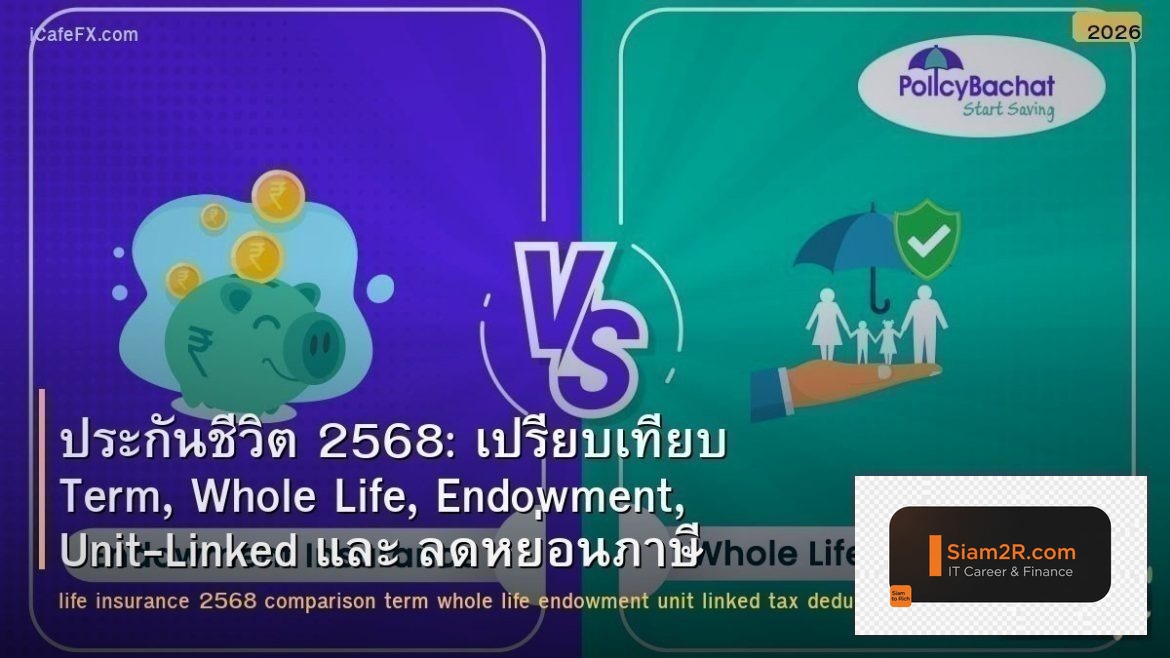 ประกันชีวิต 2568: เปรียบเทียบ Term, Whole Life, Endowment, Unit-Linked และ ลดหย่